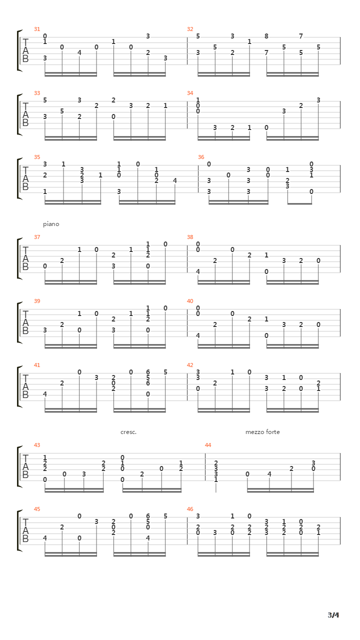 Etude En La Majeur吉他谱