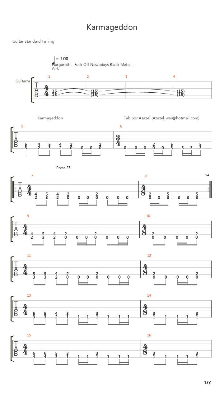 Karmageddon吉他谱