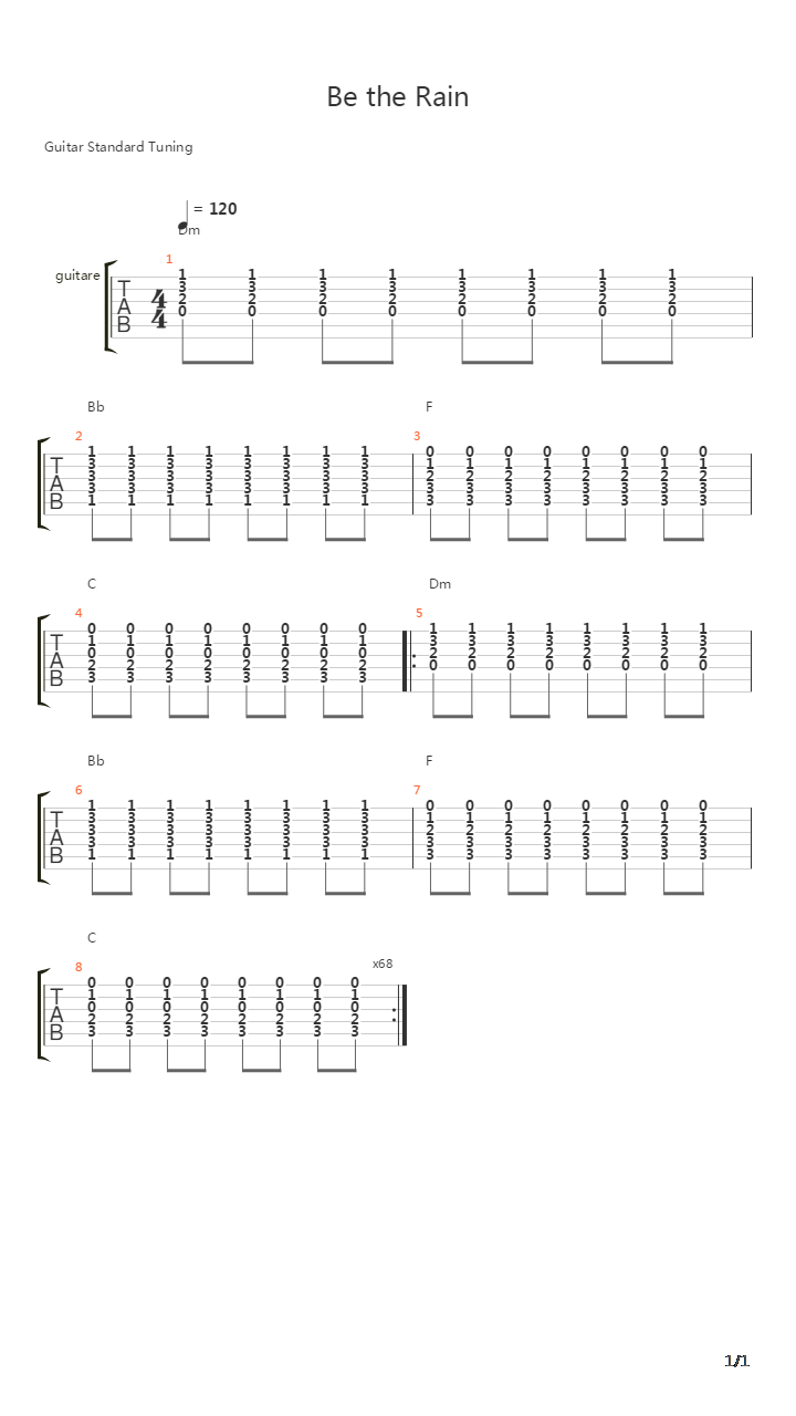 Be The Rain吉他谱
