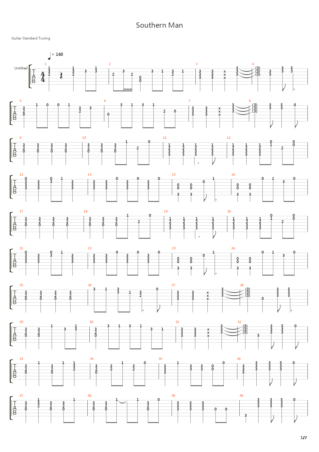 Southern Man吉他谱