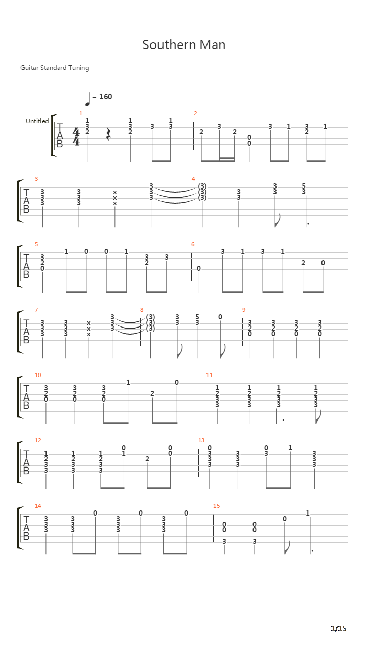 Southern Man吉他谱