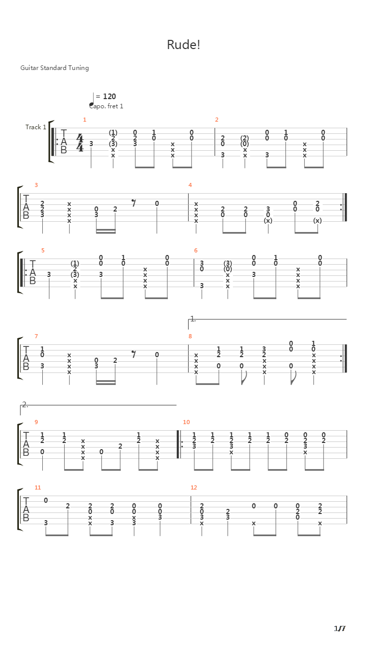 Rude吉他谱
