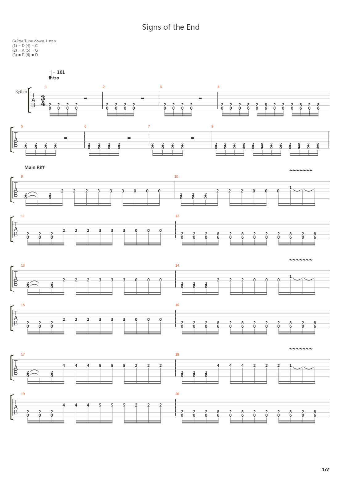 Signs Of The End吉他谱