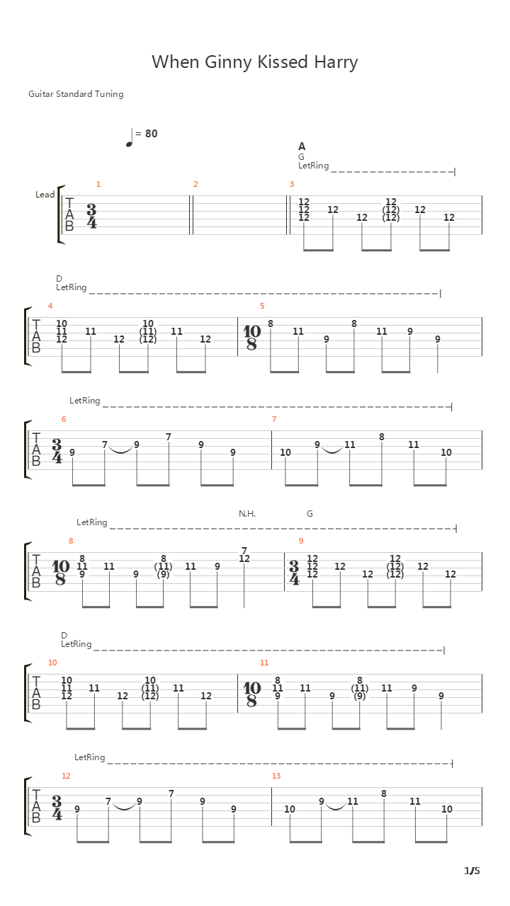 When Ginny Kissed Harry吉他谱