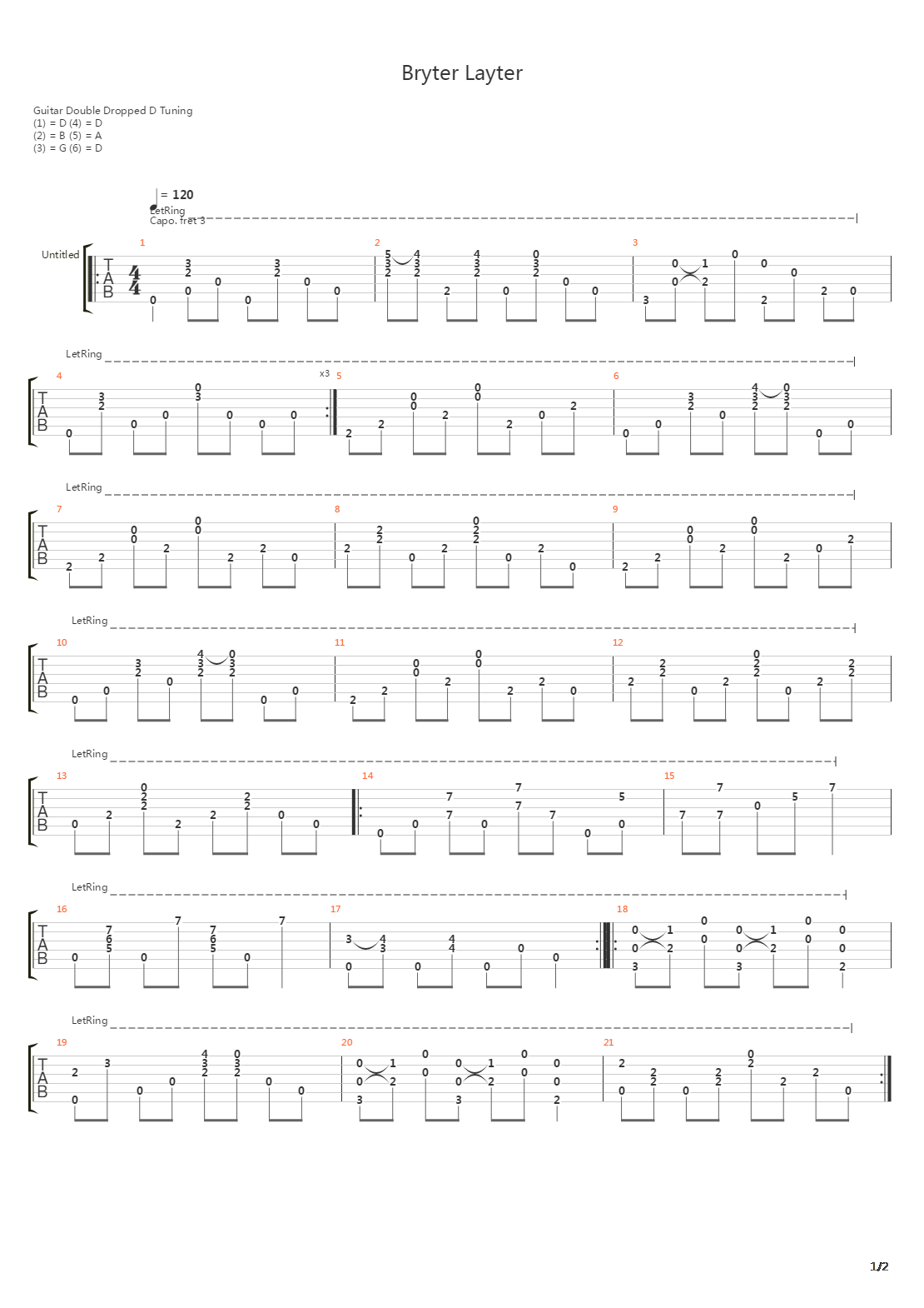 Bryter Layter吉他谱