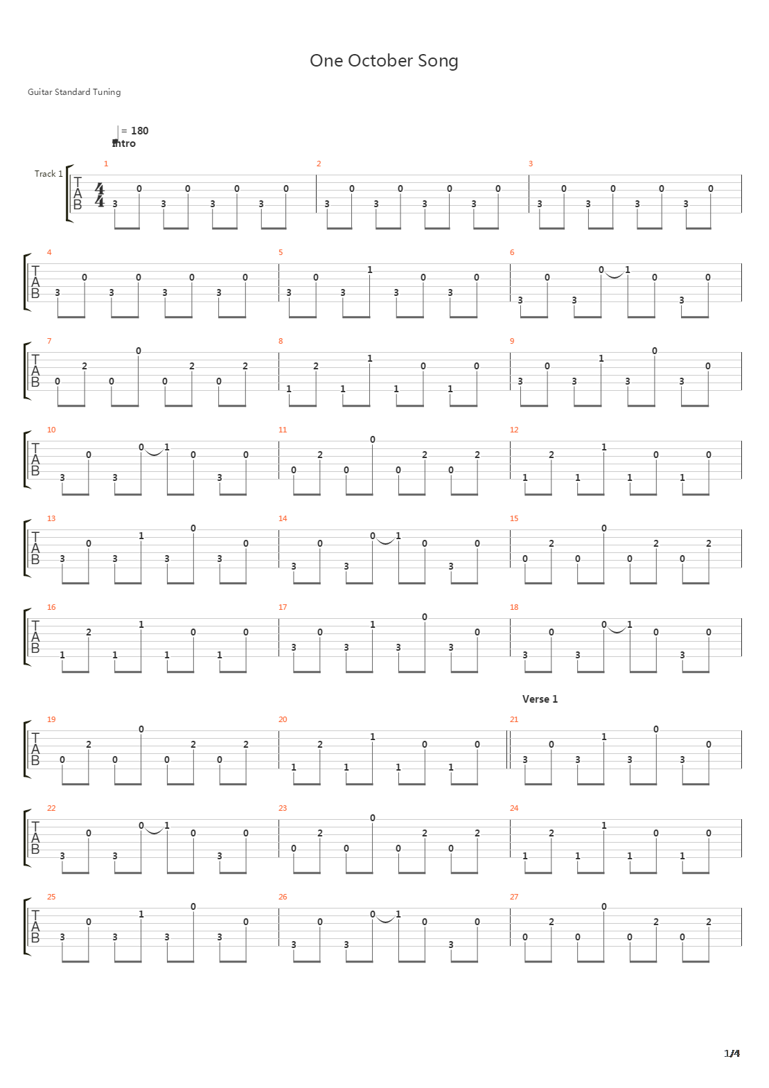 One October Song吉他谱