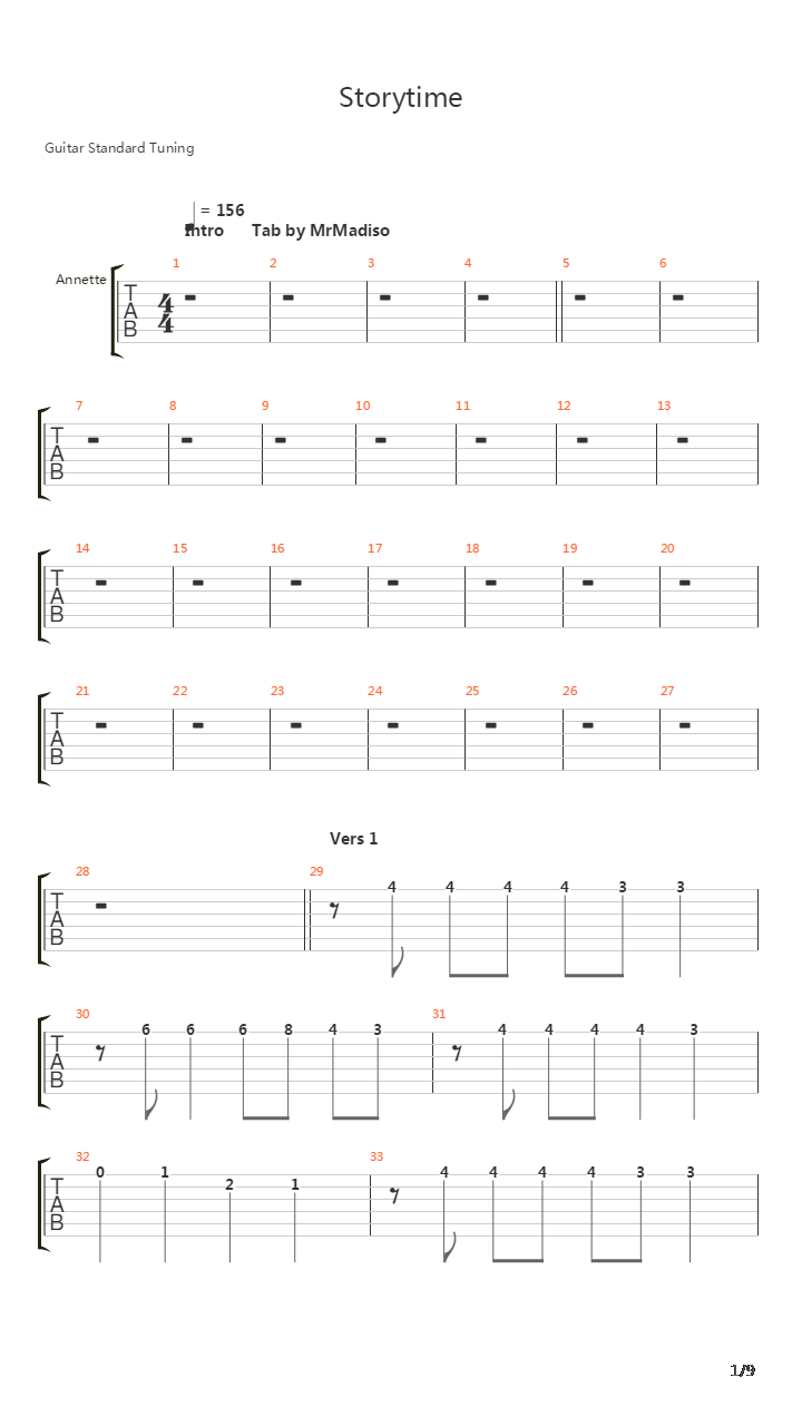 Storytime吉他谱