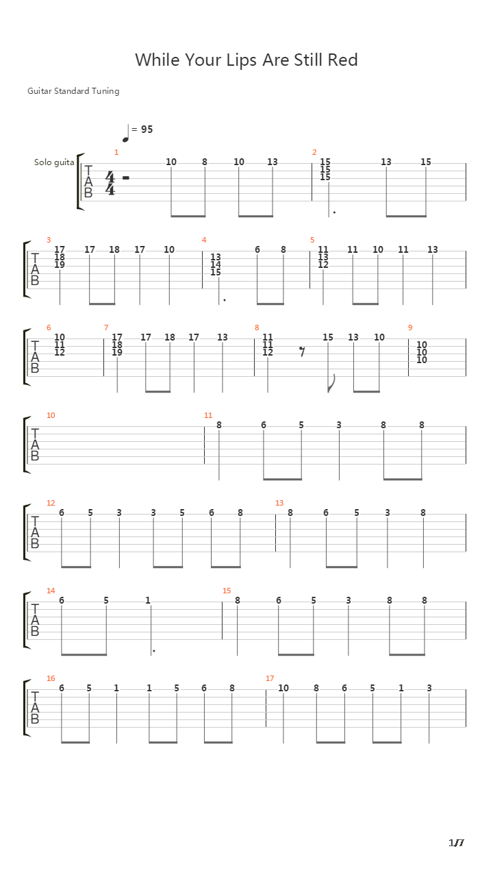 While Your Lips Are Still Red(Electric Version)吉他谱