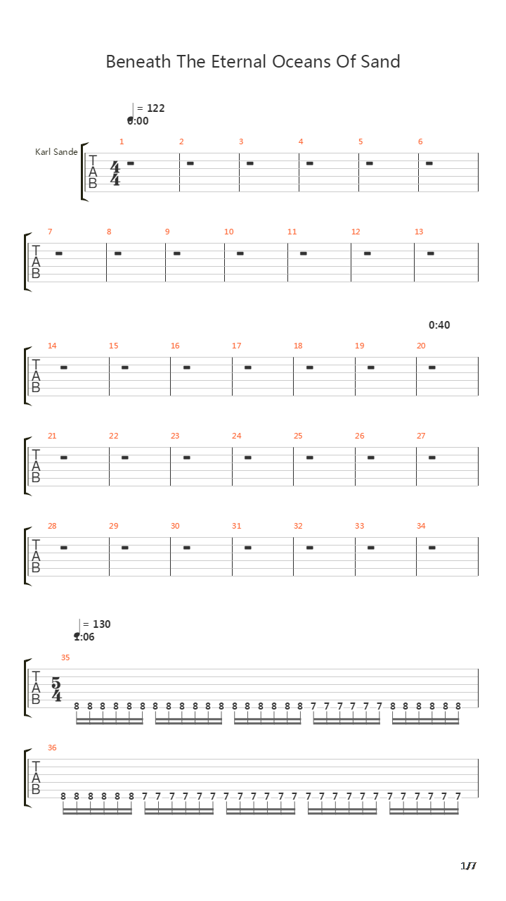 Beneath Eternal Oceans Of Sand吉他谱