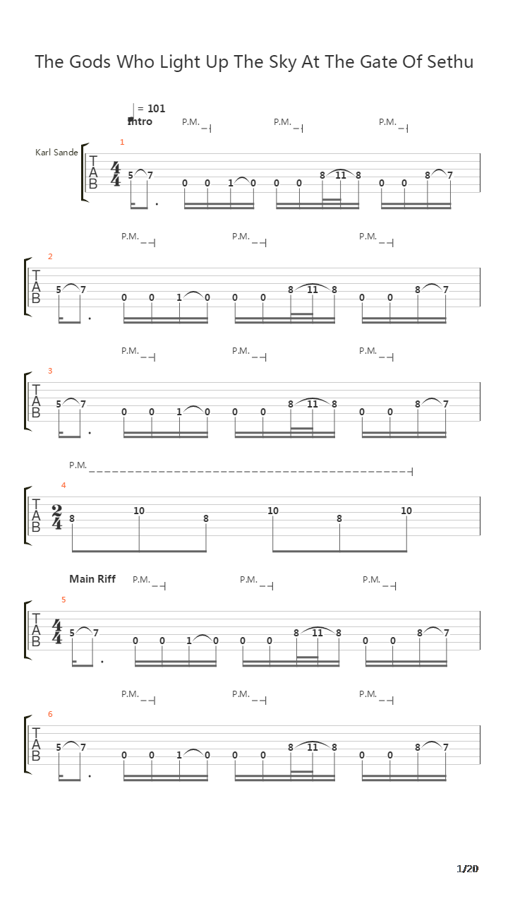 The Gods Who Light Up The Sky At The Gate Of Sethu吉他谱