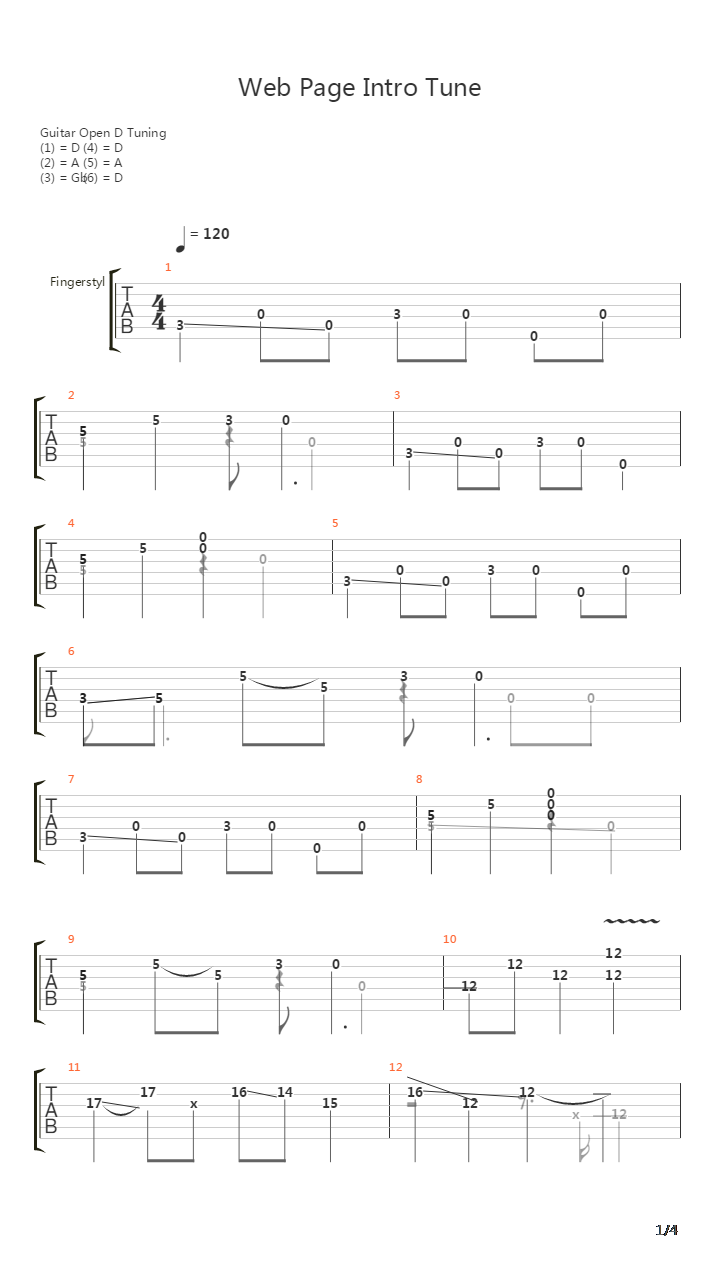 Web Page Intro Tune吉他谱