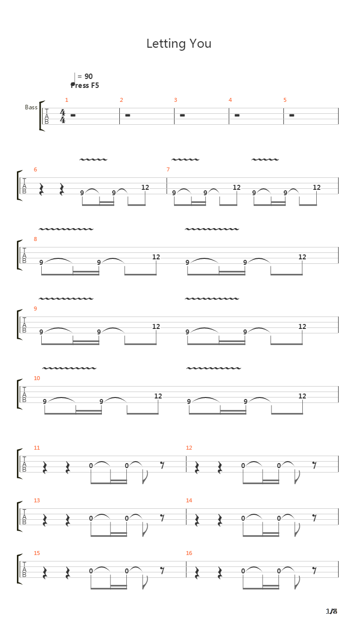 Letting You吉他谱