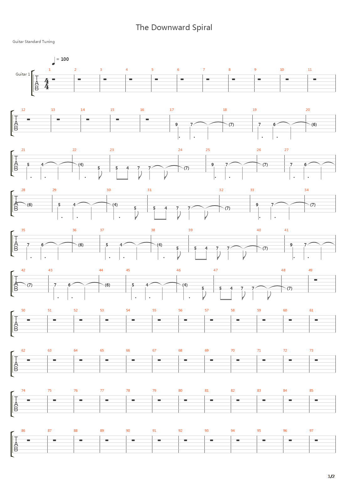 The Downward Spiral吉他谱