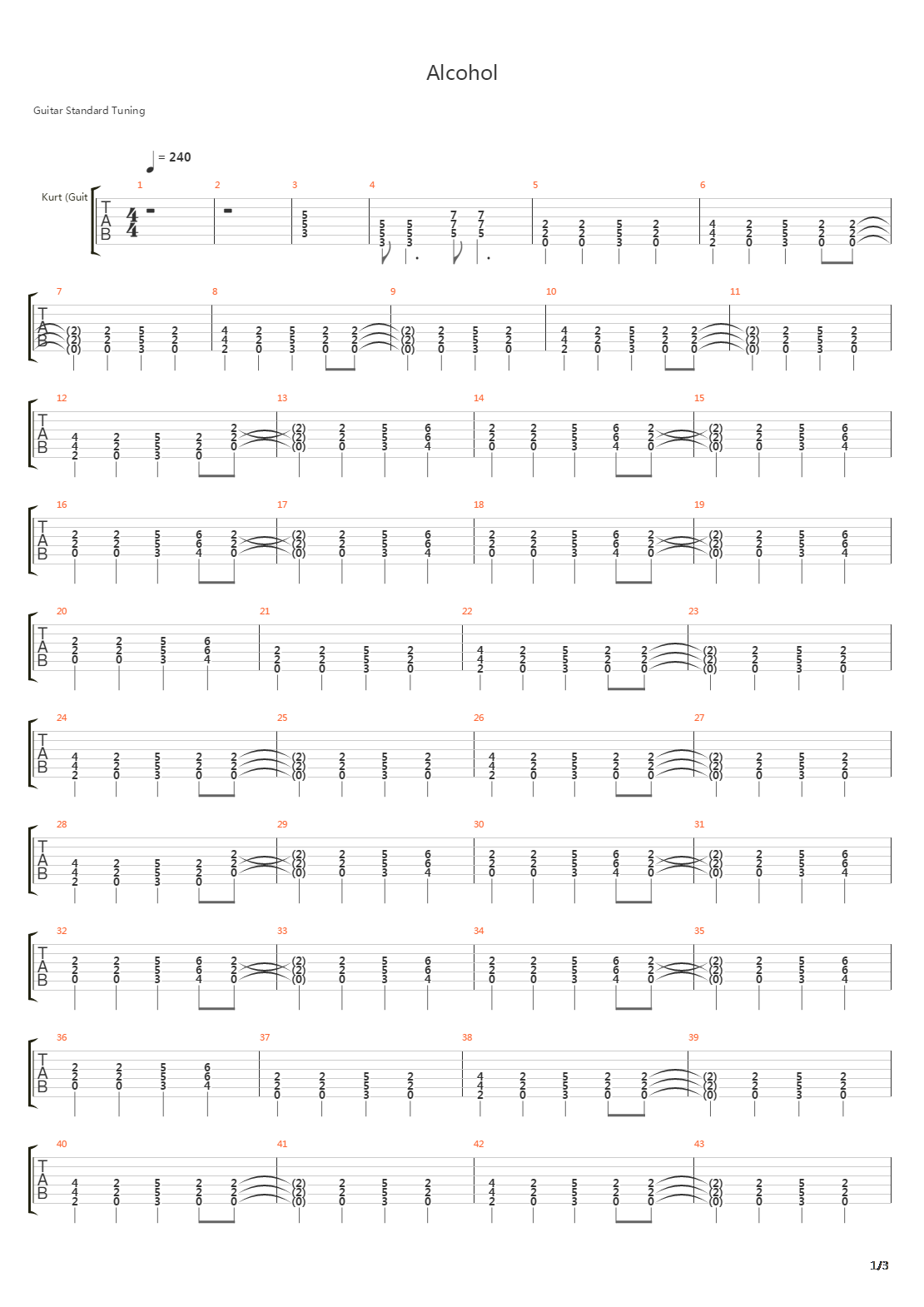 Alcohol吉他谱