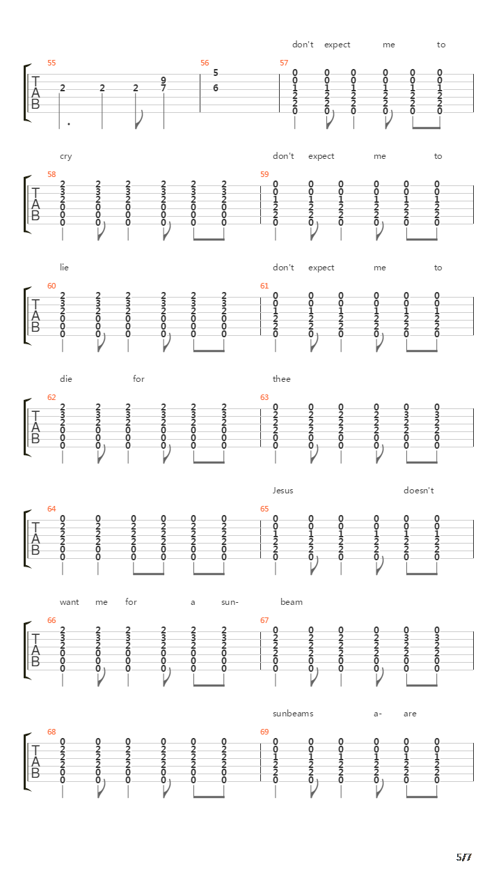 Jesus Doesnt Want Me For A Sunbeam (Live Rock Version)吉他谱