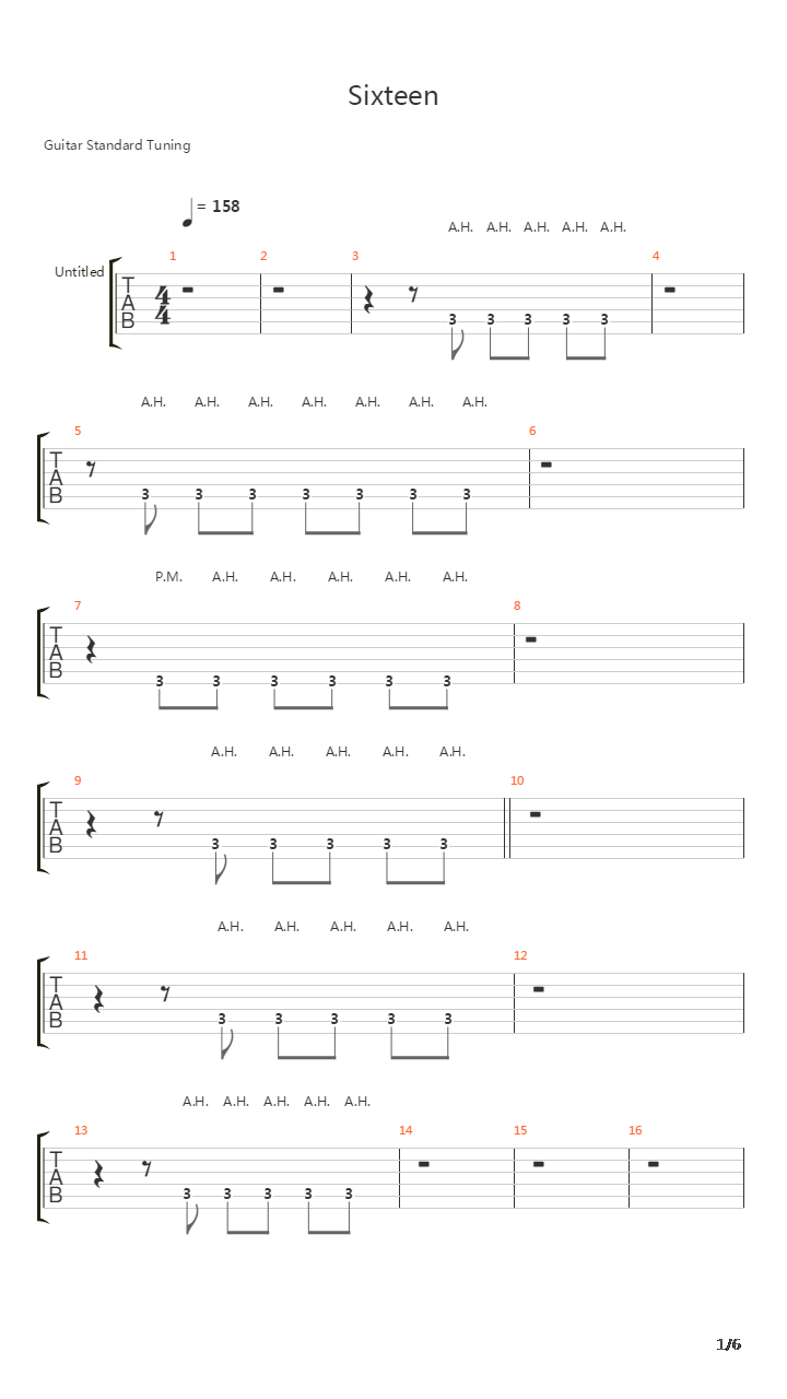 Sixteen吉他谱