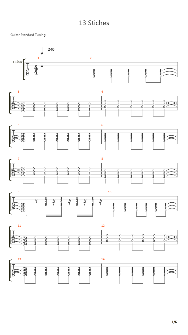 13 Stitches吉他谱