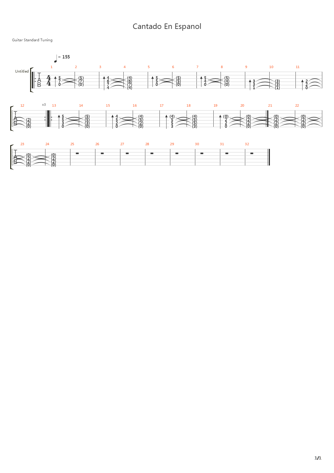 Cantando En Espanol吉他谱