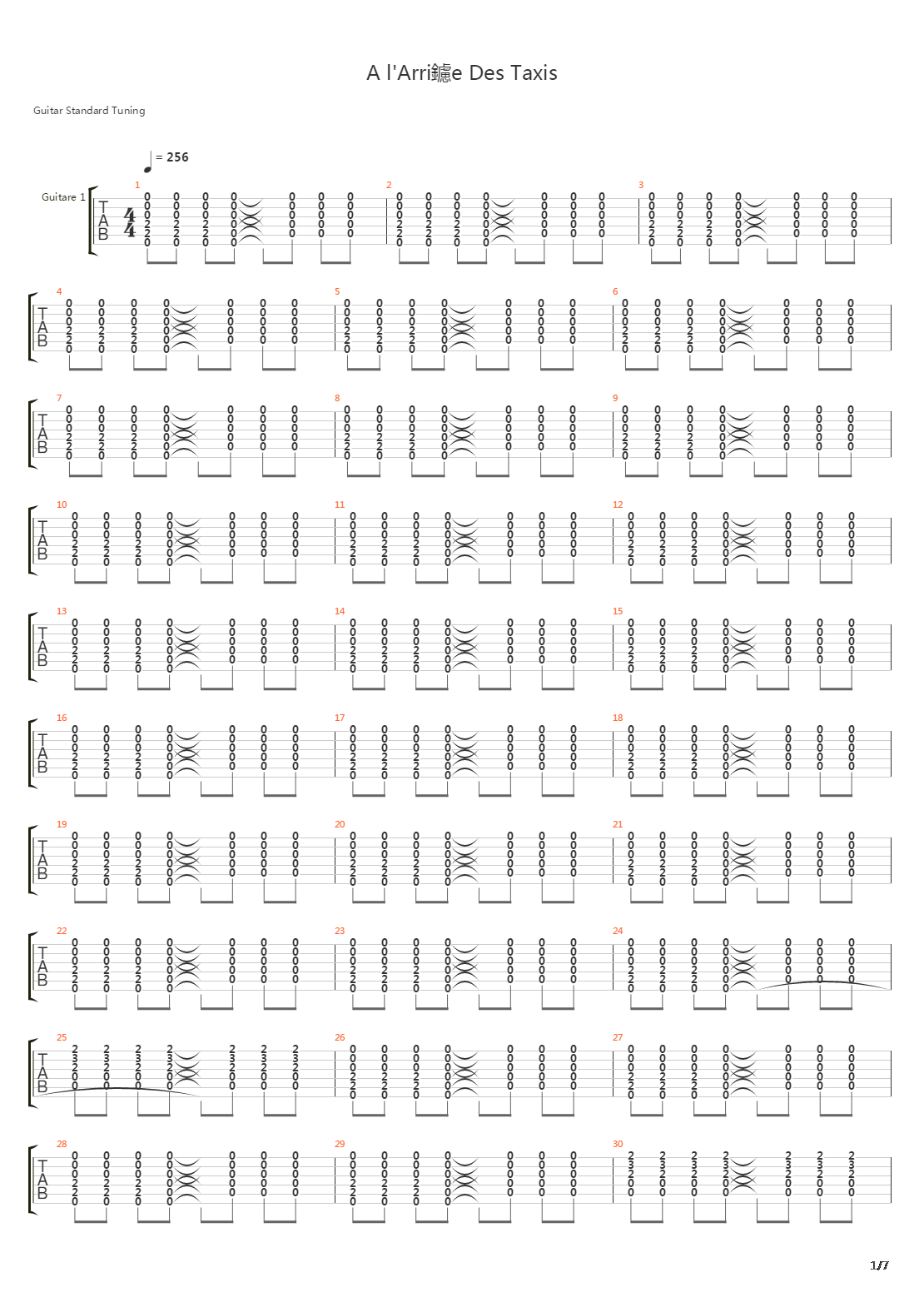 A L'arrière Des Taxis吉他谱
