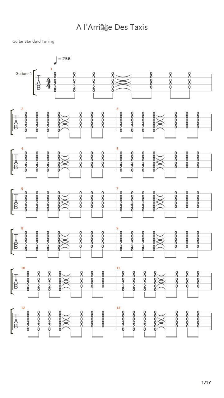 A L'arrière Des Taxis吉他谱