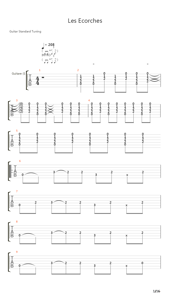 Les ecorches吉他谱