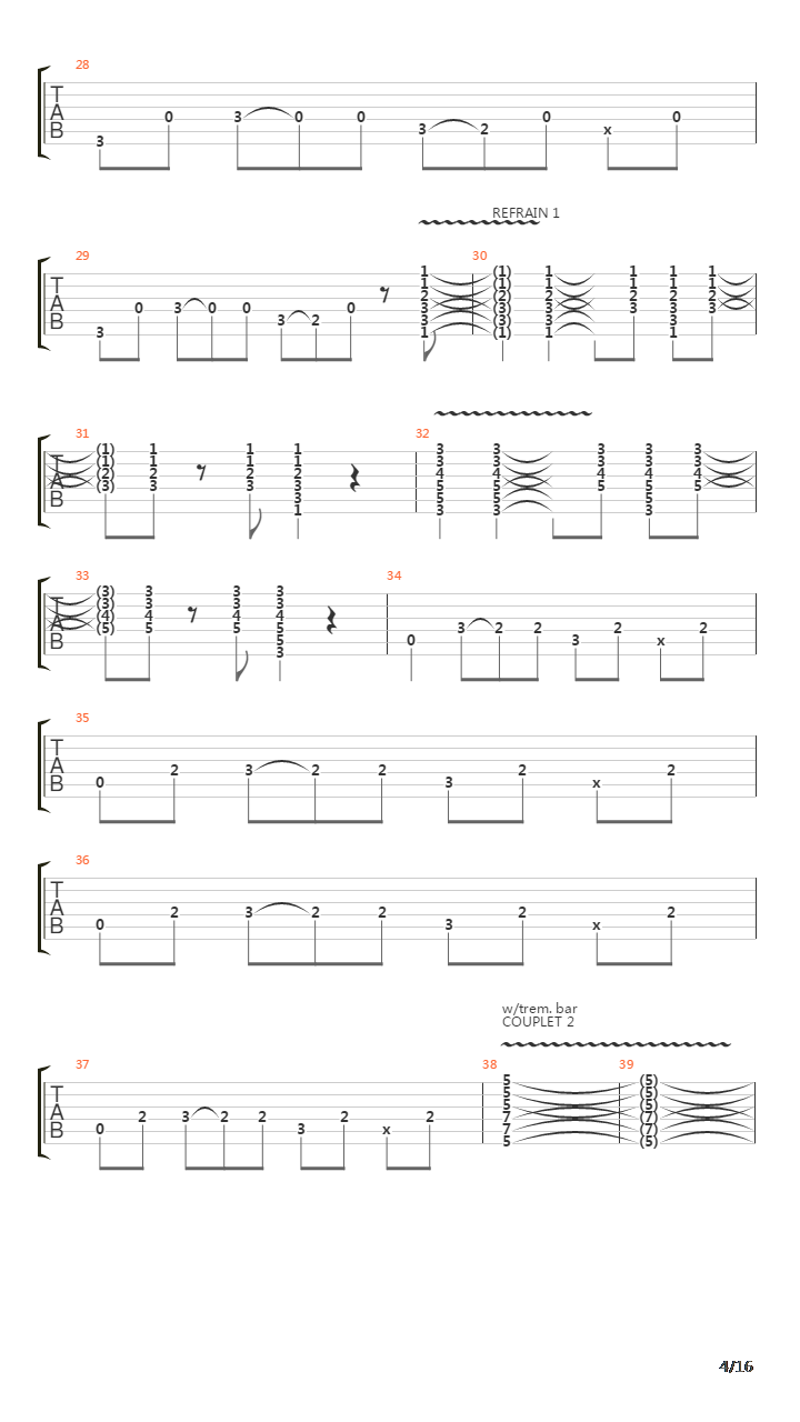 Les ecorches吉他谱
