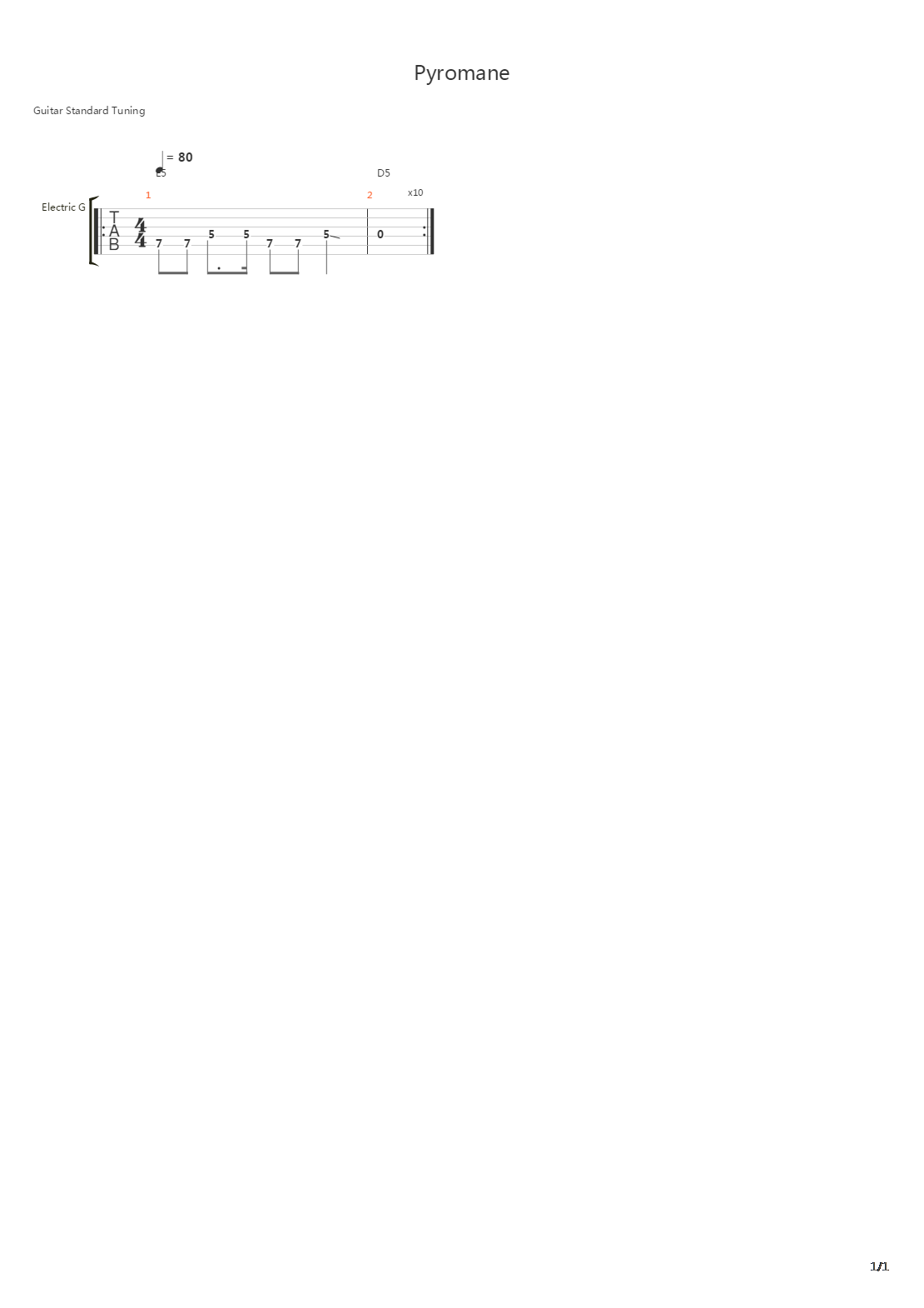 Pyroomane吉他谱