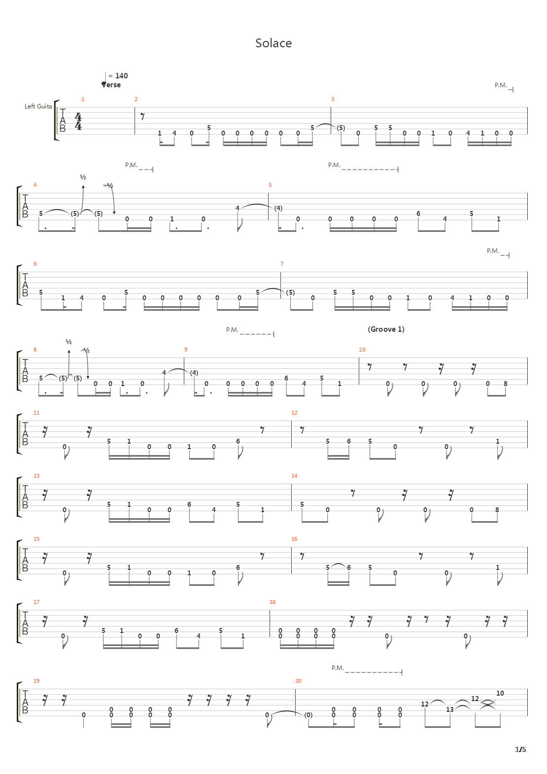 Solace吉他谱