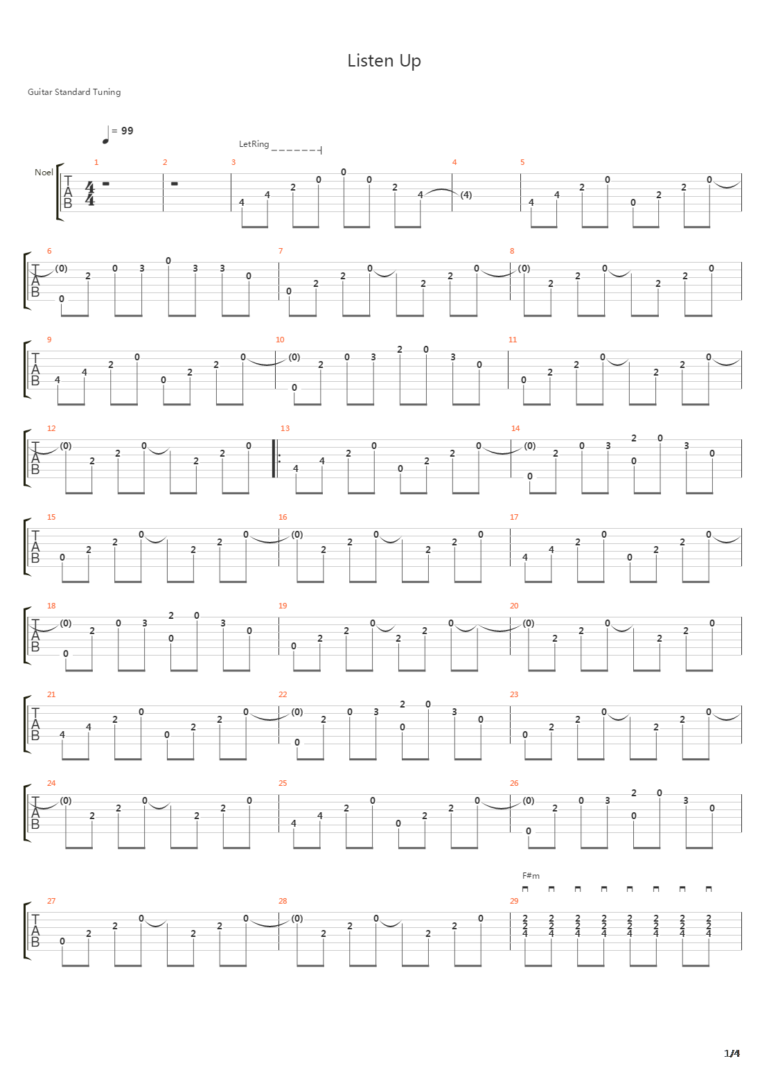 Listen Up吉他谱