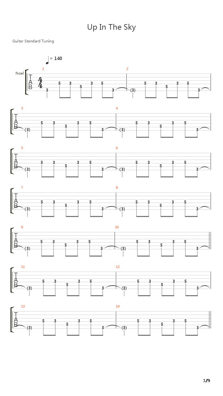 Up In The Sky吉他谱