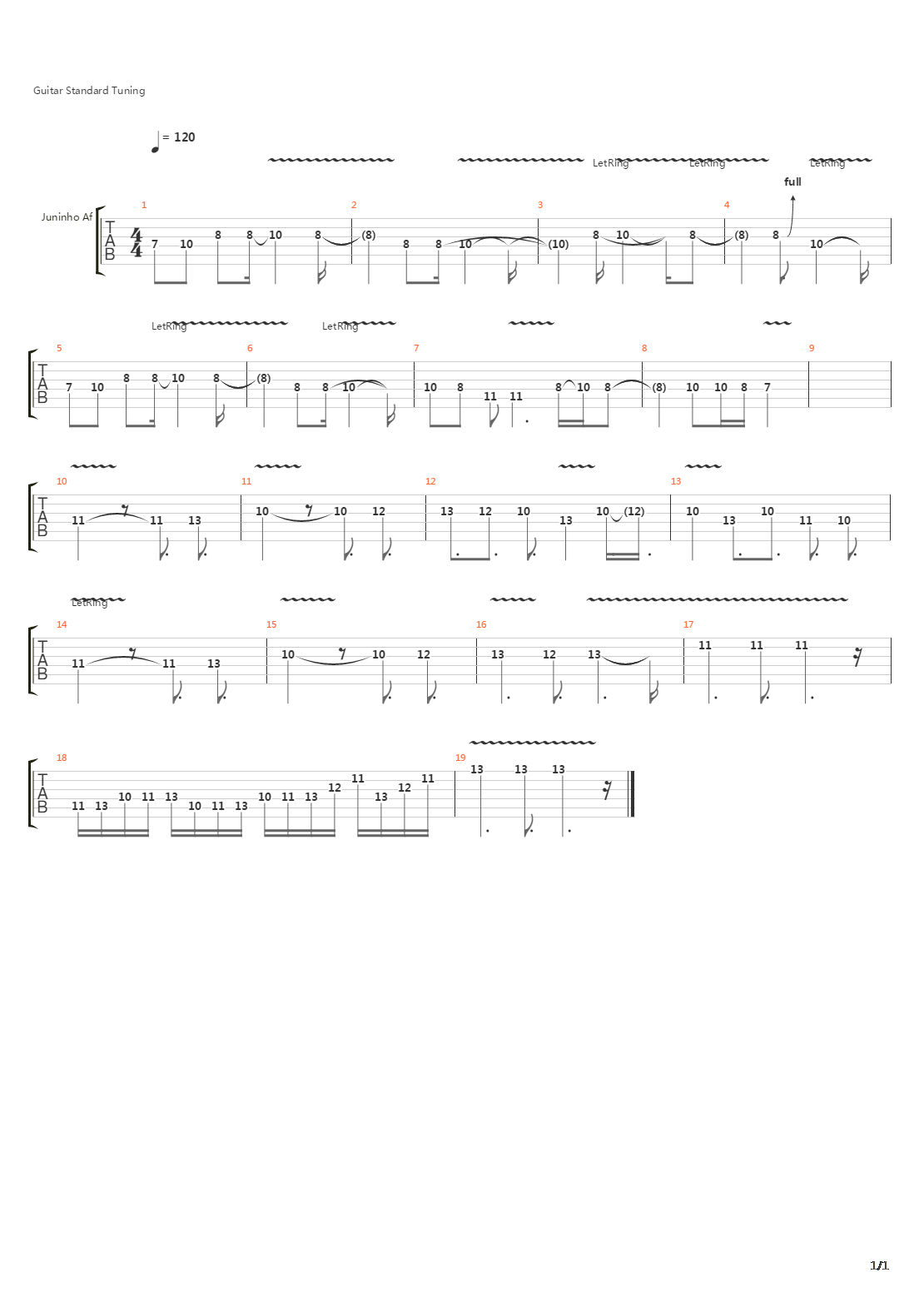 A Ele吉他谱