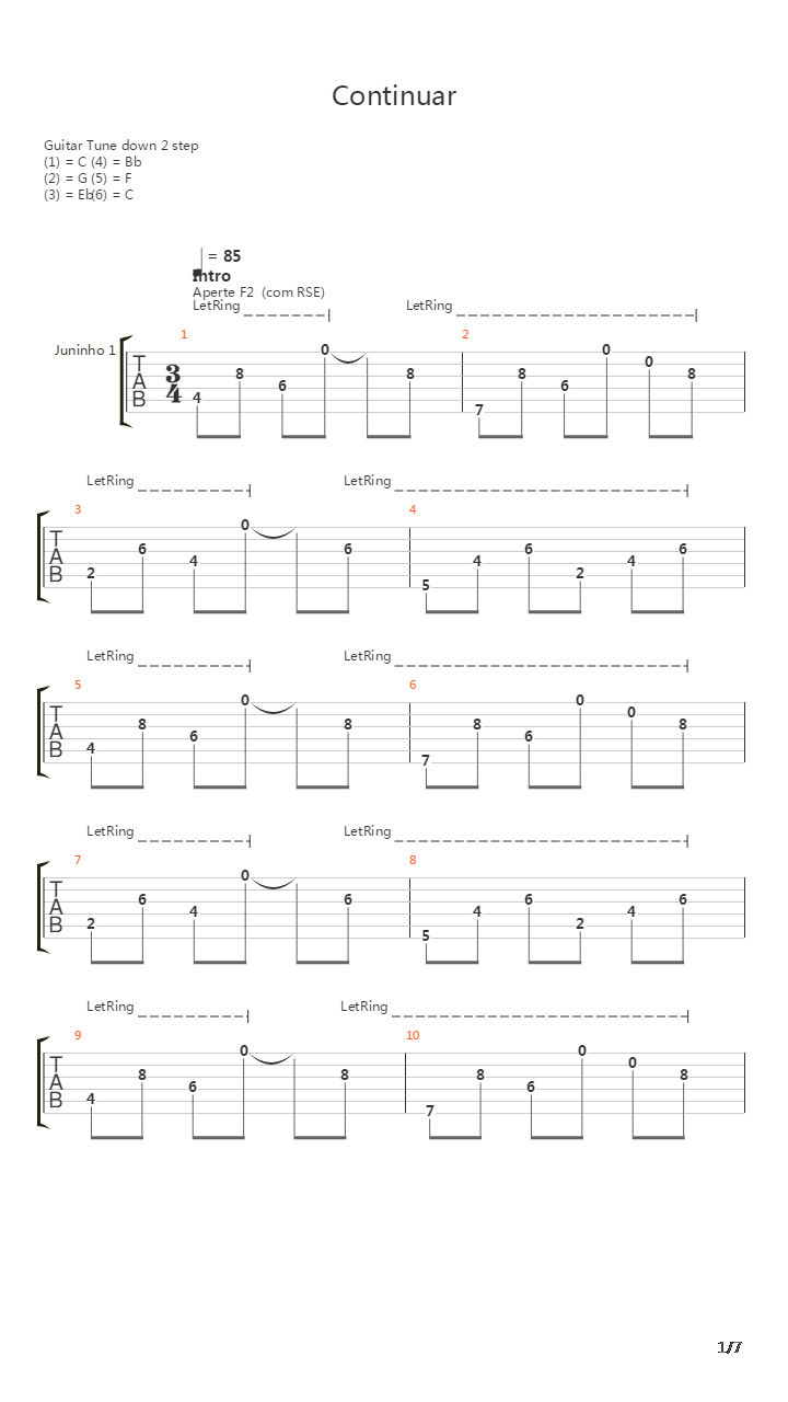 Continuar吉他谱