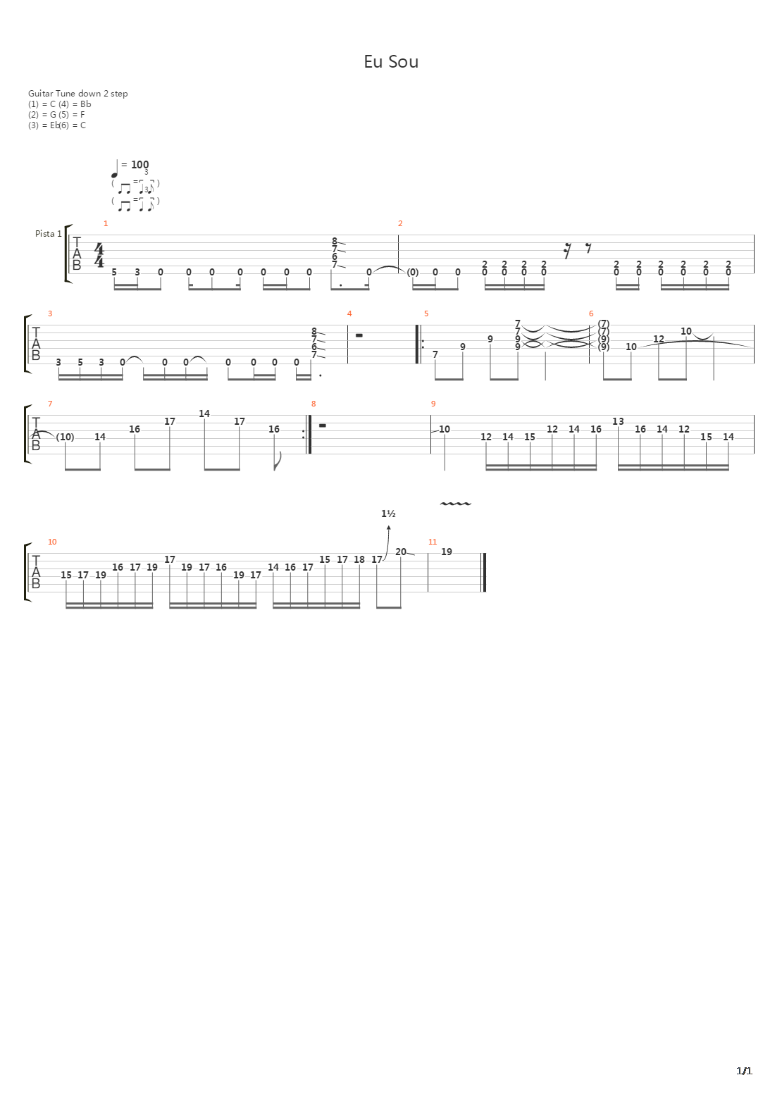 Eu Sou吉他谱