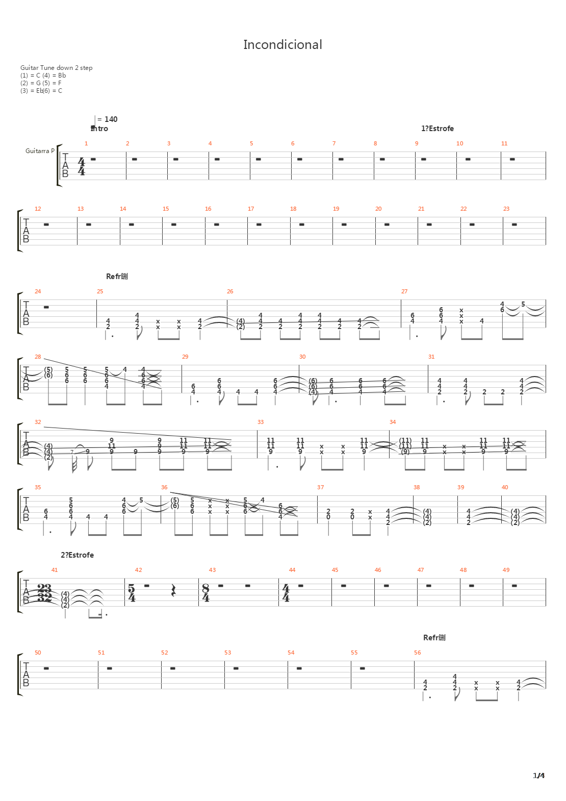 Incondicional(Bass)吉他谱