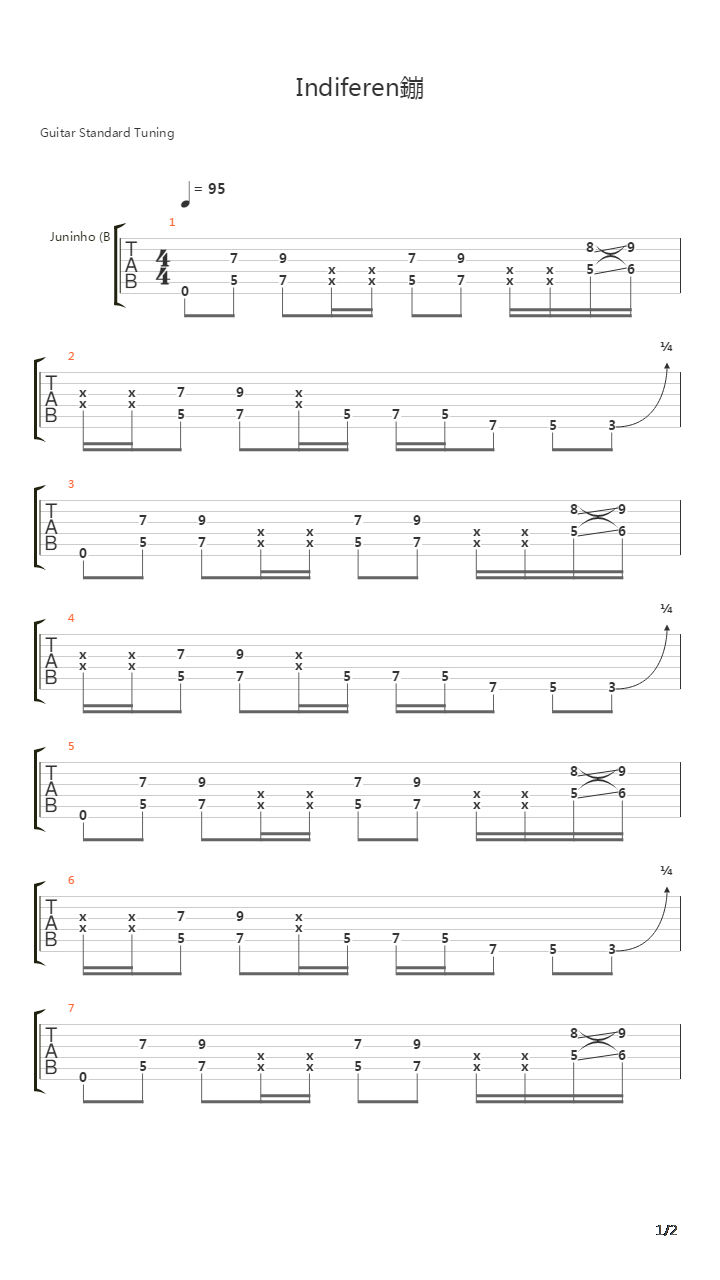 Indiferença吉他谱