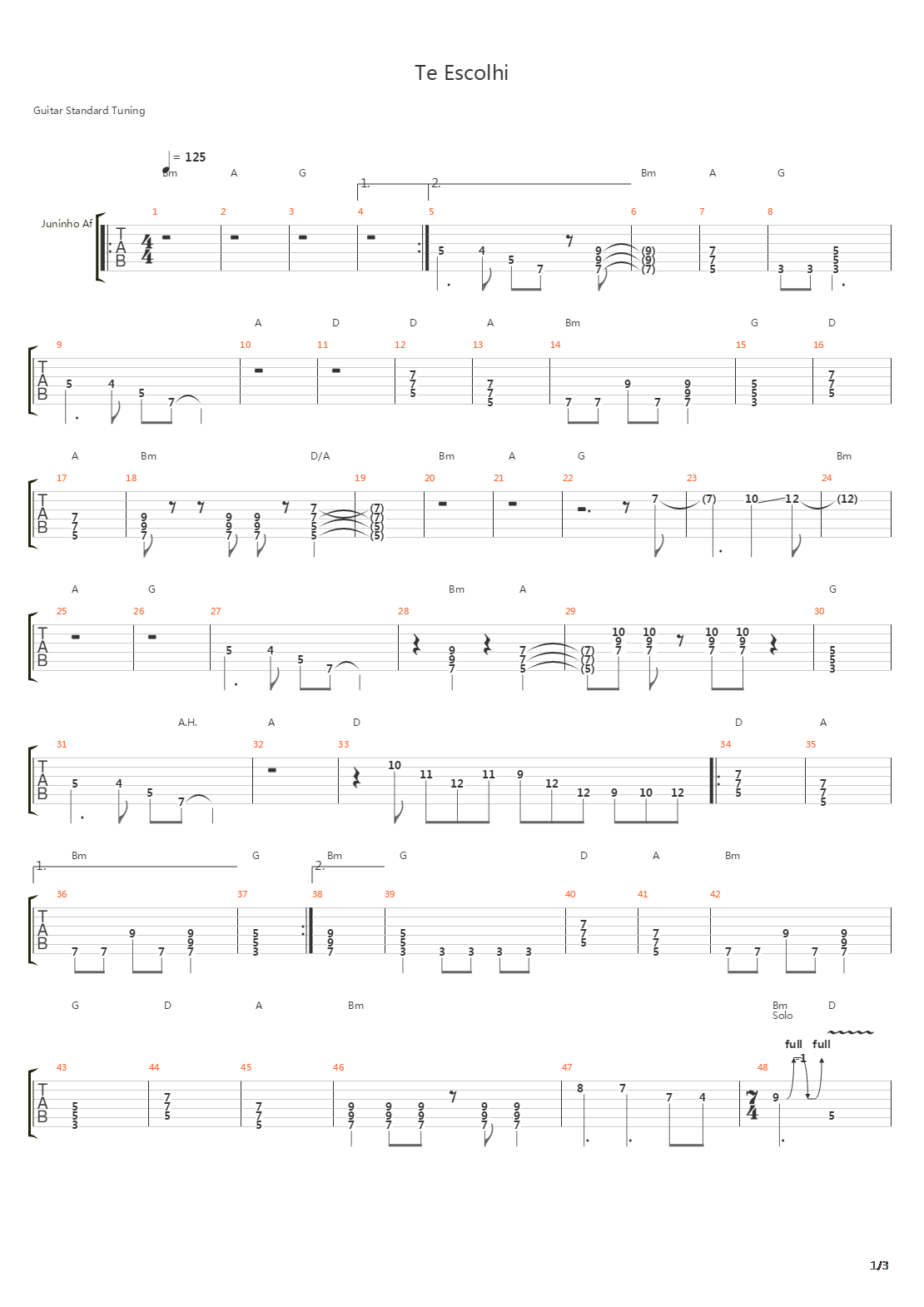 Te-Escolhi吉他谱