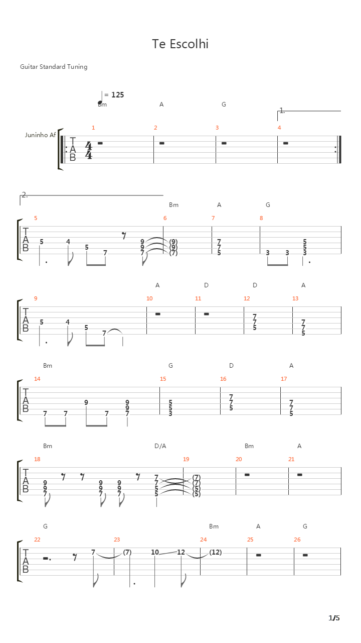 Te-Escolhi吉他谱