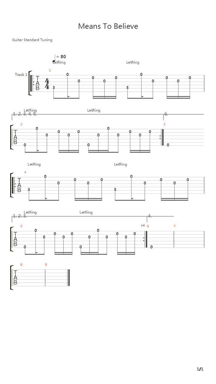 Means To Believe吉他谱