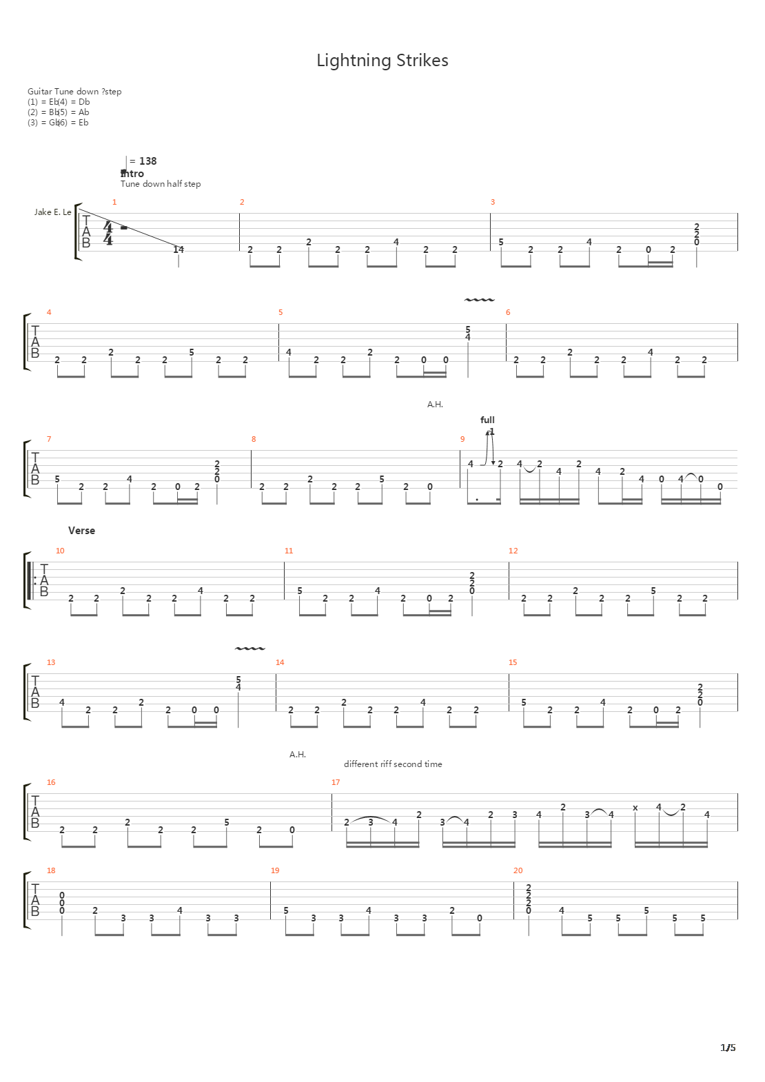 Lightning Strikes吉他谱