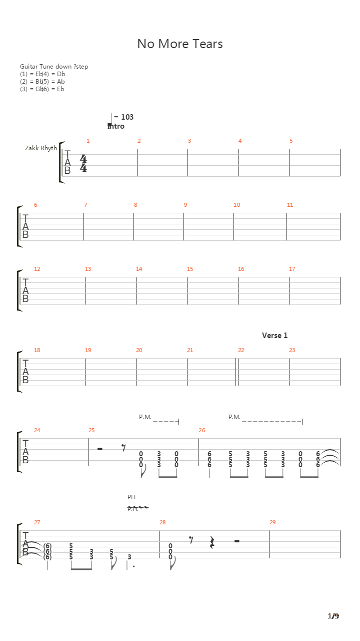 No More Tears吉他谱