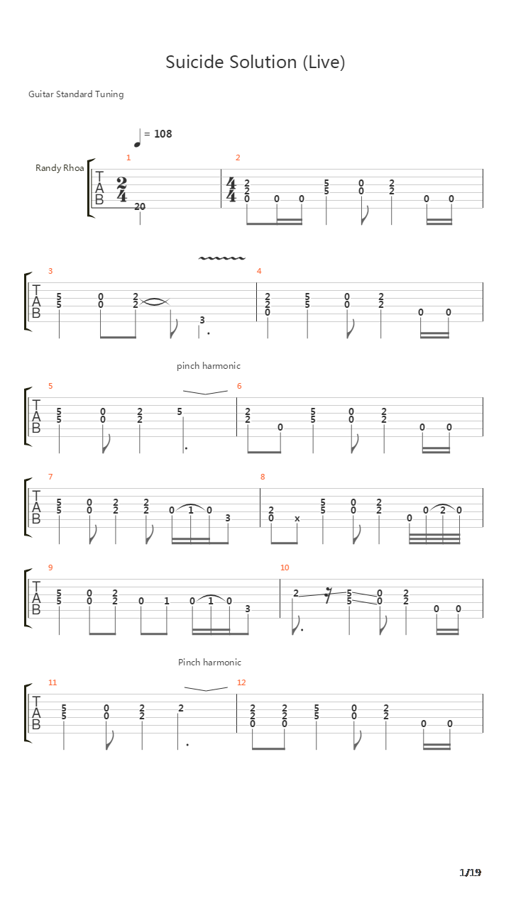 Suicide Solution吉他谱
