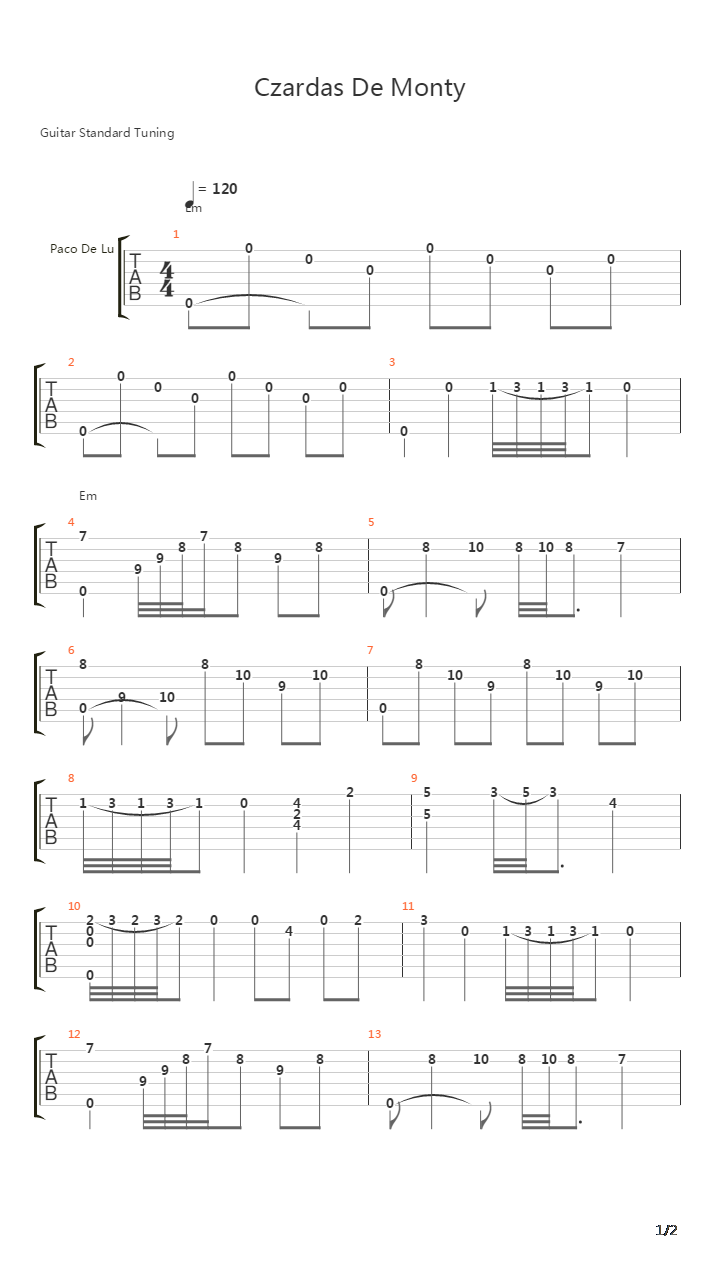 Zcardas De Monti吉他谱