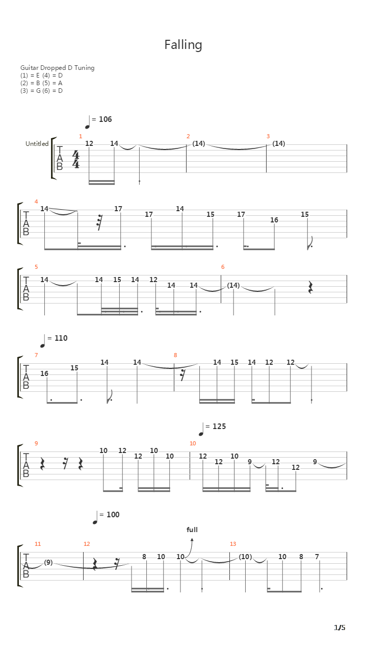 Falling吉他谱