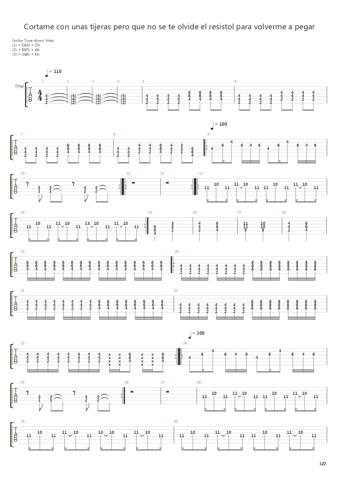 Cortame Con Unas Tijeras Pero Que No Se Te Olvide El Resistol Para Volverme A Pe吉他谱