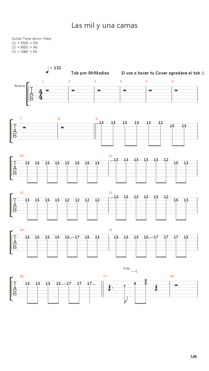 Las Mil Y Una Camas吉他谱