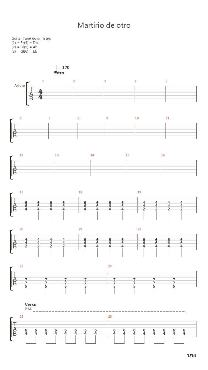 Martirio De Otro吉他谱