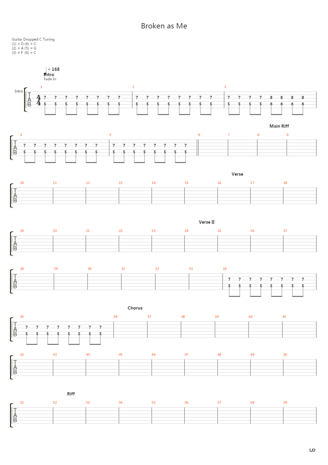 Broken As Me吉他谱