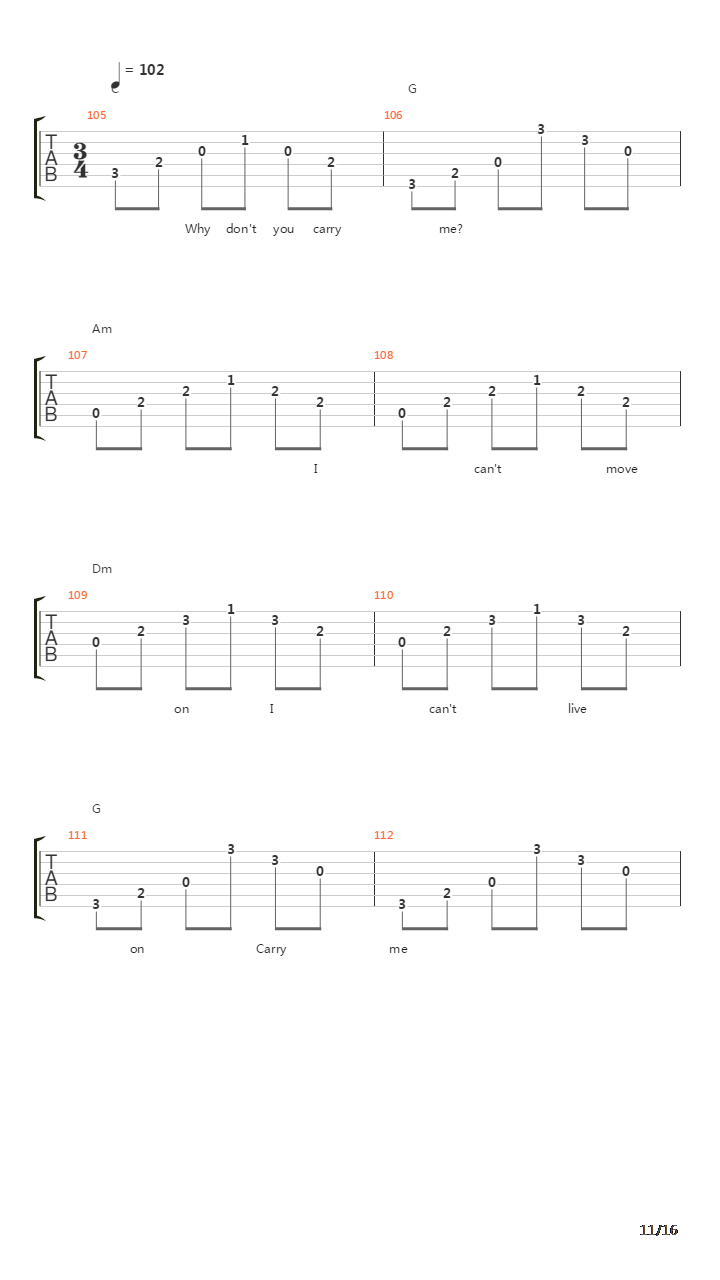 Carry Me (Fingerstyle)吉他谱