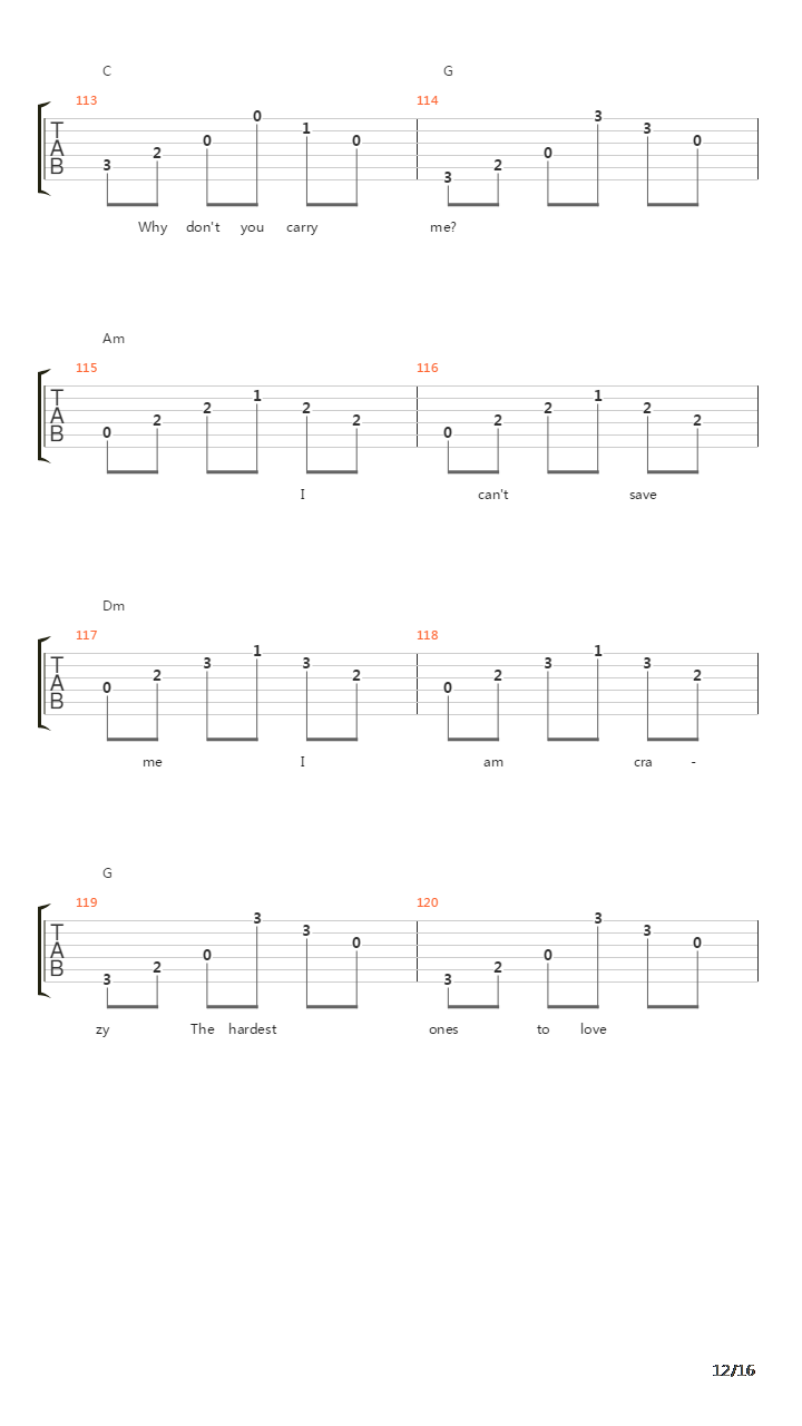Carry Me (Fingerstyle)吉他谱