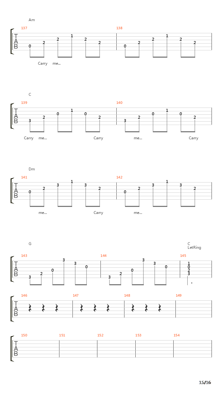 Carry Me (Fingerstyle)吉他谱